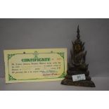 An 18th century Thai Bronze seated King Buddha from the Ratanakhosin kingdom Siam 17cm tall by 9cm