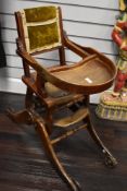 A Victorian mahogany anaphoric childs chair