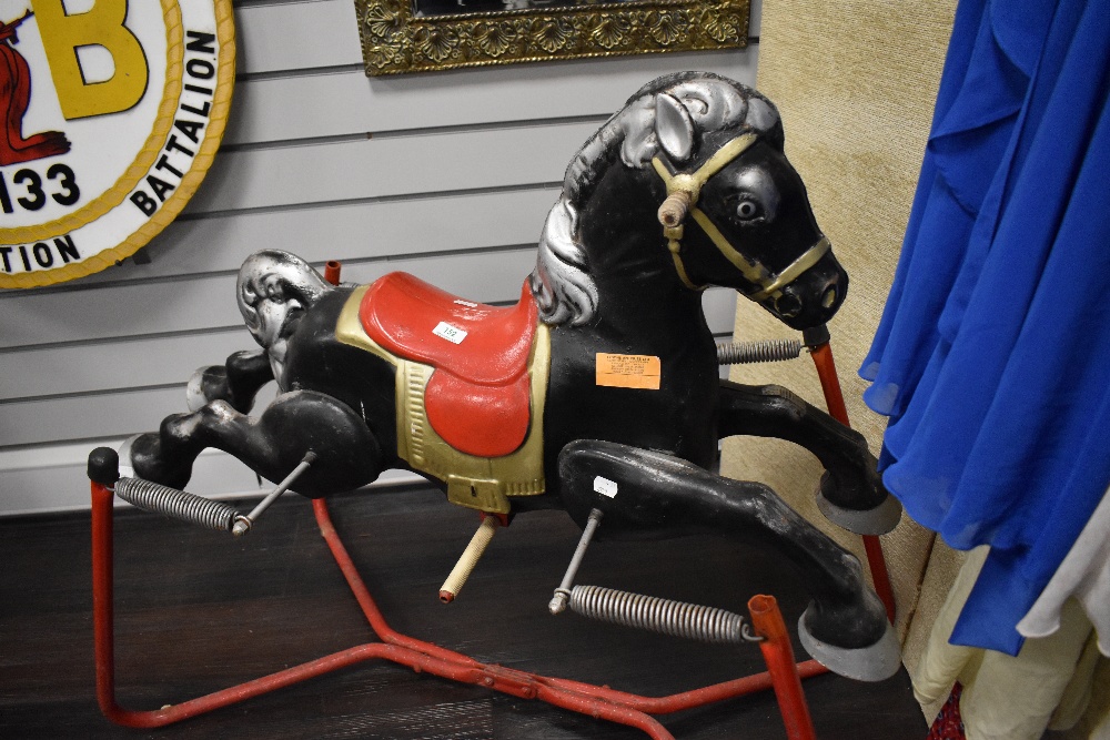 A vintage Childs metal rocking horse with sprung action marked made in England, 90cm long. - Image 2 of 2