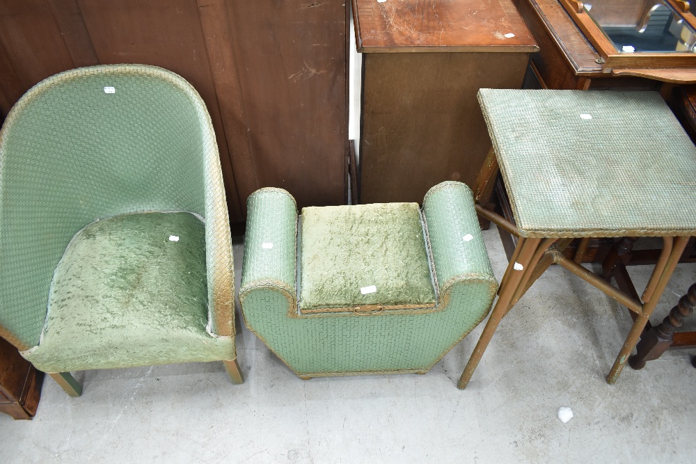 Three pieces of Art Deco woven fibre occasional furniture