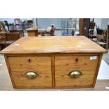 A vintage golden desk top set of two index drawers, stamped 1944