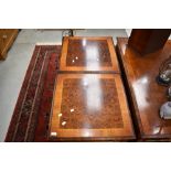 A pair of modern yew wood occasional/coffee tables