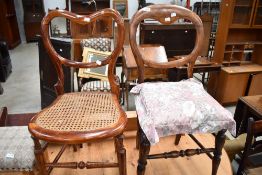 Two Victorian bedroom chairs including heart balloon back