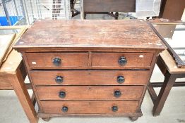 A 19th Century mahogany chest of two over three drawers (af)