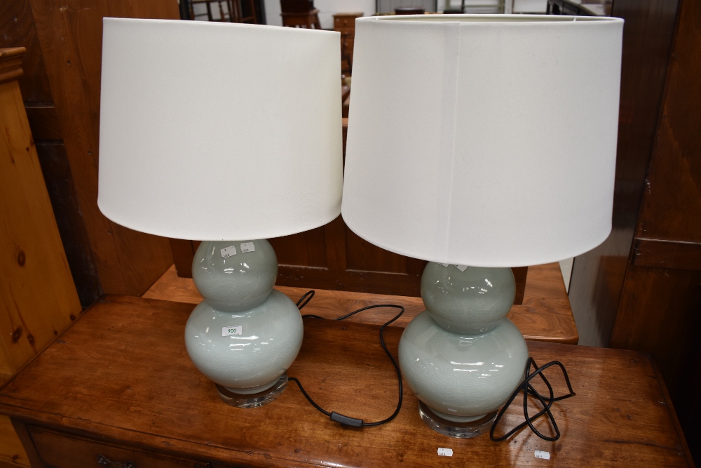 A pair of modern crackle effect table lamps