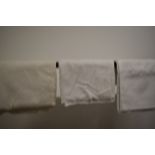 Three antique damask banqueting table cloths or beautiful quality.