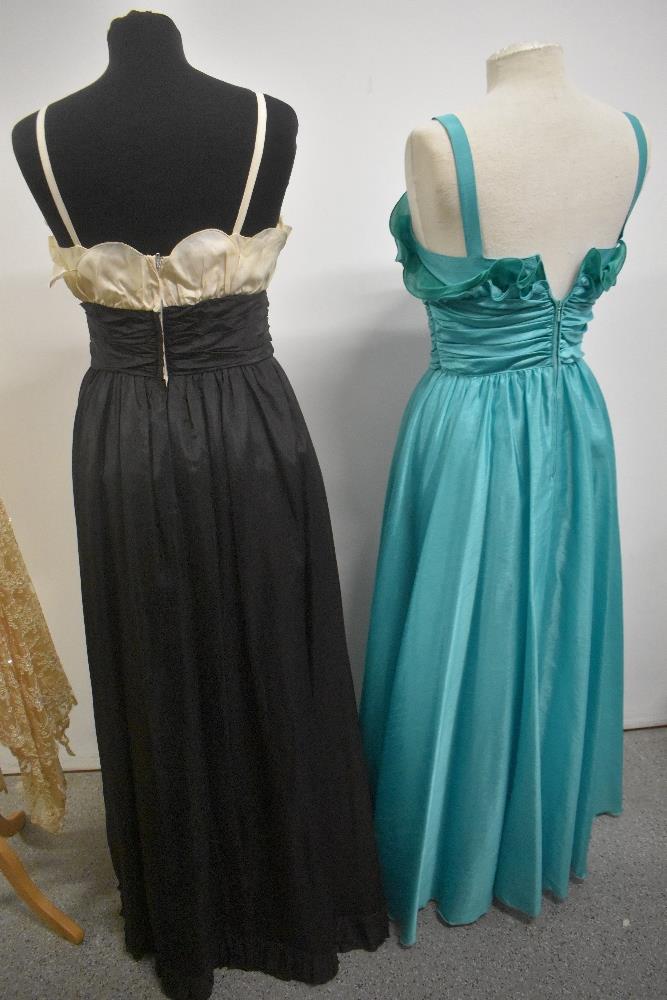 Five 1970s and 1980s evening gowns including black and cream John Charles dress. - Image 6 of 8