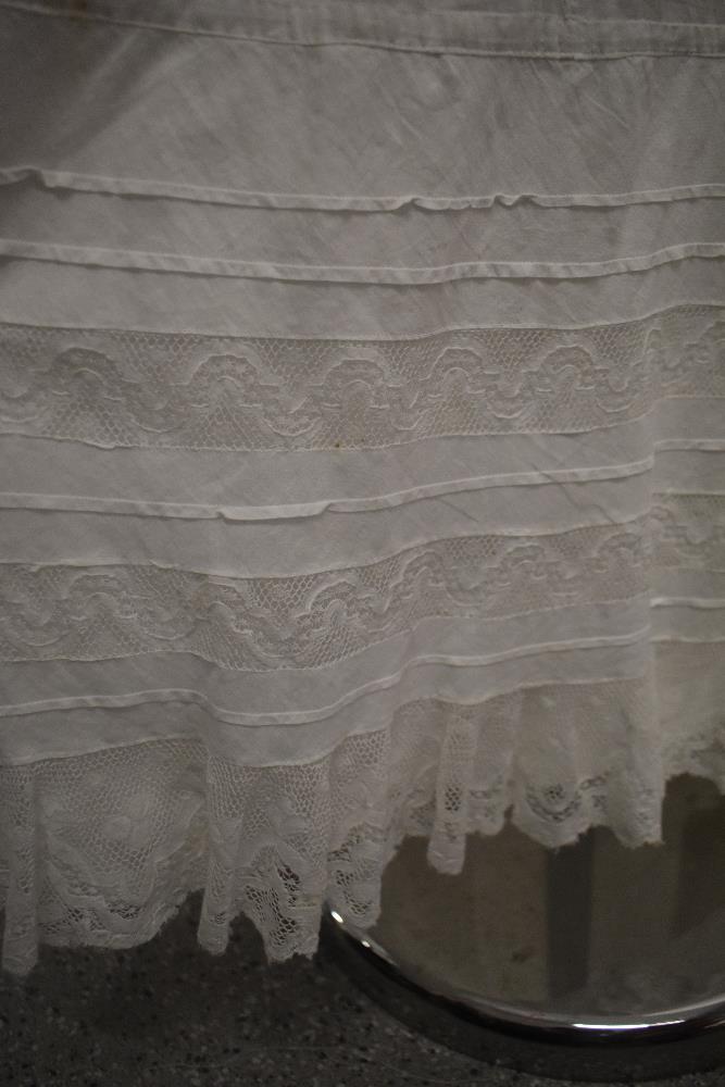 A beautifully detailed Victorian/ Edwardian full length petticoat with lace throughout, blue - Image 9 of 9