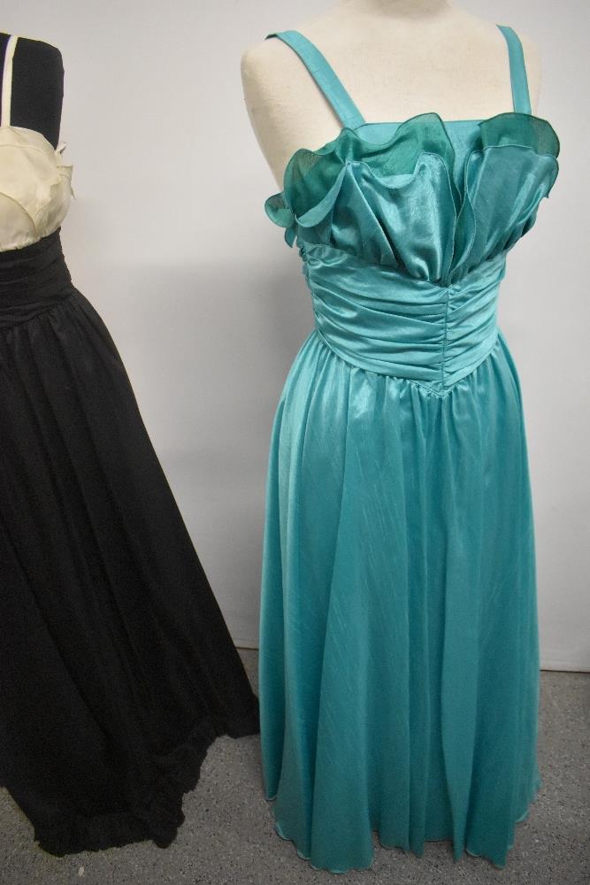 Five 1970s and 1980s evening gowns including black and cream John Charles dress. - Image 4 of 8