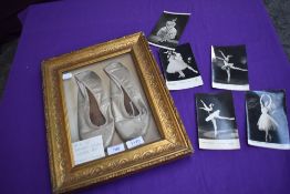 A pair of Margot Fonteyn's ballet shoes sold alongside five postcard photographs,by repute.