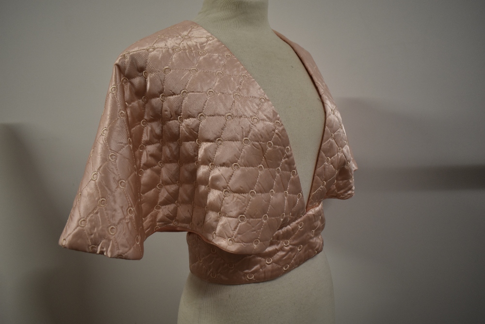An opulent quilted Art Deco bead jacket in pale pink satin. - Image 2 of 6