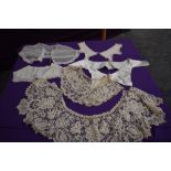 A collection of late 19th and early 20th century collars including intricate lace examples.