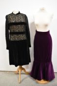 A late 1970s/80s Murek Modell purple velvet skirt and a 1960s Elizabeth Anne, Prestwich, black