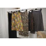 five vintage ladies skirts including 1960s maxi skirt.