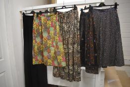 five vintage ladies skirts including 1960s maxi skirt.
