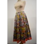 A 1950s novelty horse print cotton skirt having side metal zip.