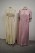 Two 1960s full length dresses, including Blanes labelled cream dress.