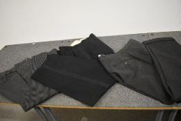 Three pairs of gents vintage button fly trousers, approx 1930s to 1940s.