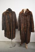 Two vintage 1940s/ 50s full length fur coats,AF.