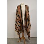 Two antique brightly striped shawls with fringed edge, this has originally been one large shawl