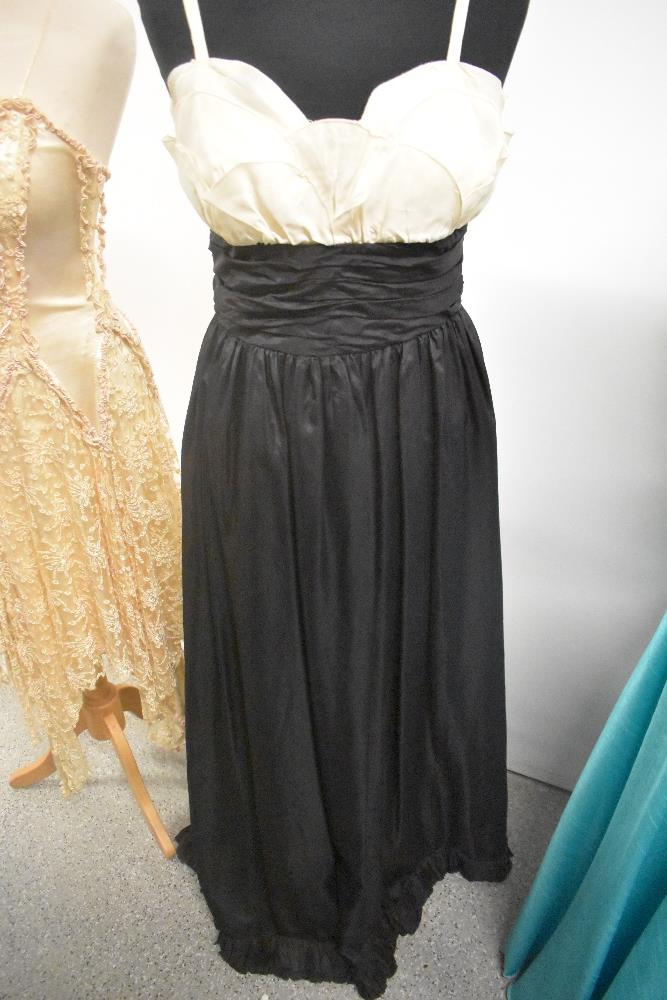 Five 1970s and 1980s evening gowns including black and cream John Charles dress. - Image 5 of 8