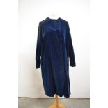 A vintage blue velvet Marshall and Snelgrove, Leeds, coat, seams need some attention, slight fade
