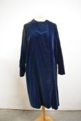 A vintage blue velvet Marshall and Snelgrove, Leeds, coat, seams need some attention, slight fade