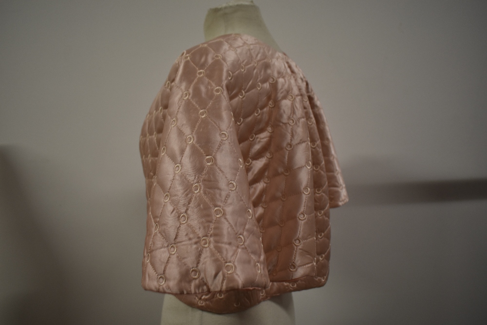 An opulent quilted Art Deco bead jacket in pale pink satin. - Image 5 of 6