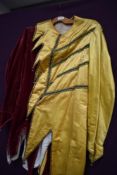 A Jesters costume in yellow satin and red velvet, worn by Marcel Claudel(1900-1981)tenor singer born