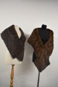 Two vintage fur stoles including dark brown mink.