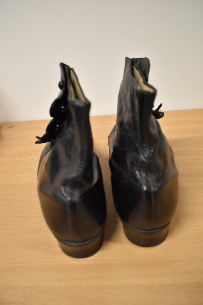 A pair of Edwardian black leather button fastening ankle boots. - Image 4 of 5