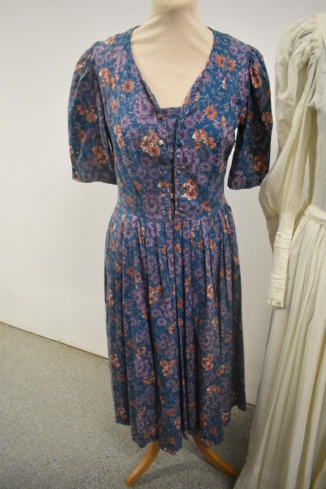 Three vintage Laura Ashley dresses including blue floral with sailor collar. - Image 4 of 6