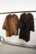A vintage full length 1940s/50s fur coat having contrasting Astrakhan collar, B Armstrong Glasgow