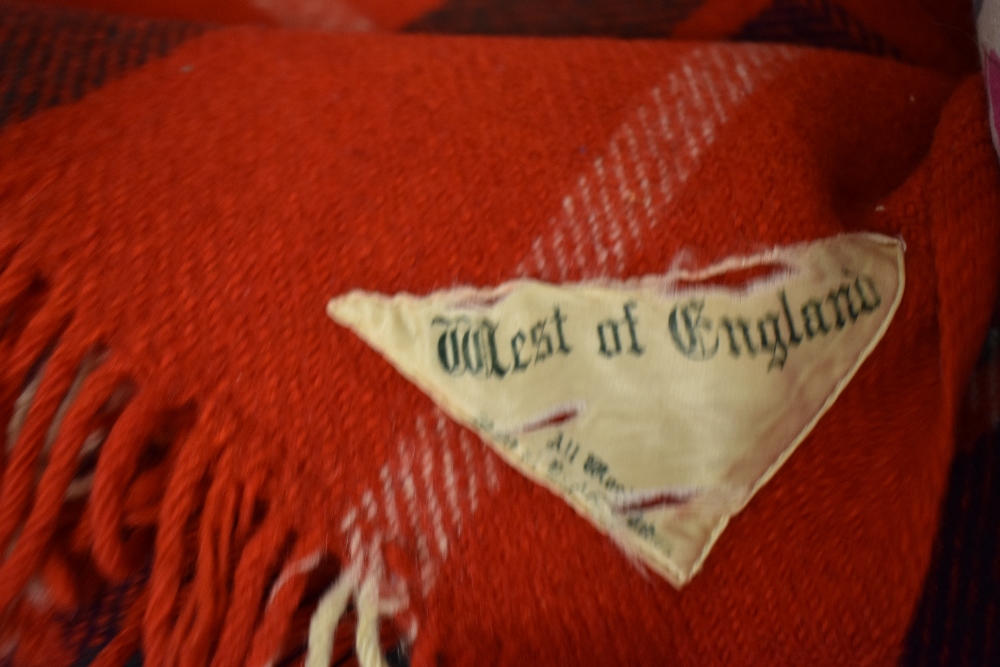 An assortment of vintage bedding and a tartan travel rug. - Image 4 of 7
