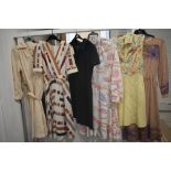 Six vintage ladies dresses, various sizes,eras and styles.