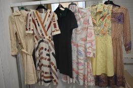 Six vintage ladies dresses, various sizes,eras and styles.