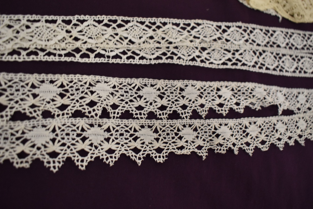 An assortment of antique lace and similar, including Victorian stoles. - Image 2 of 13