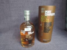 A bottle of Port Charlotte 8 Year Old Heavily Peated Islay Single Malt Scotch Whisky,2007 CC01,
