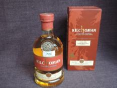 A bottle of Kilchoman 12 Year Old Islay Single Malt Scotch Whisky, Feis Isle 2020 Release, label