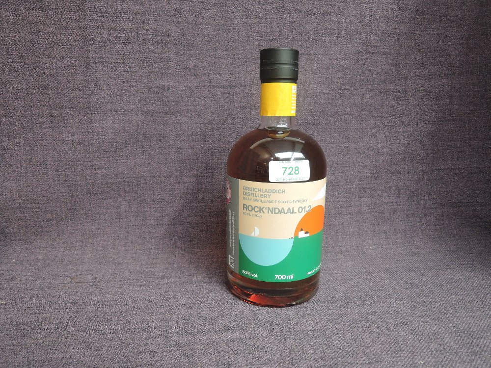 A bottle of Bruichladdich Islay Single Malt Scotch Whisky, Feis Ile 2022 Rock'Ndaal 01.2, limited