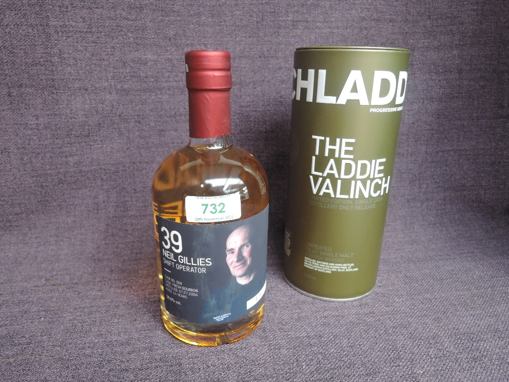 A bottle of Bruichladdich 14 Year old Islay Single Malt Whisky, The Laddie Valinch, limited edition,