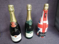 Two bottles of Champagne, Lanson Black Label Brut 12.5% vol 75cl in Union Jack Jacket and