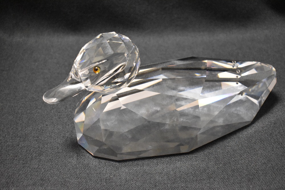 A modern Swarovski silver crystal glass figure study of a large duck. With case and box missing - Image 2 of 2