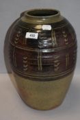 A large mid century studio pottery vase signed JK possibly after John Kershaw 34cm tall