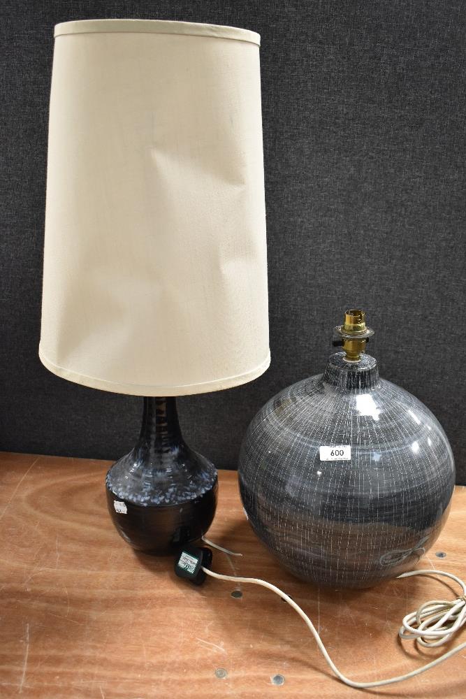 Two lamp bases, One modern in globe form and a vintage 70's West German style - Image 2 of 4