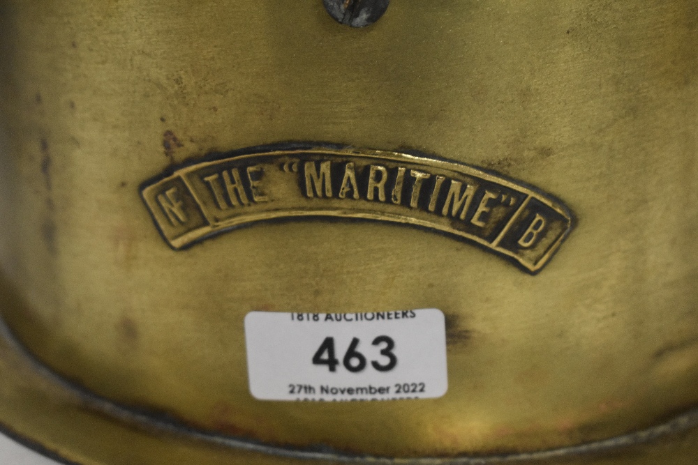 An early 20th century salvaged ships binnacle compass NF The Maritime B, in brass and glass case - Image 3 of 4