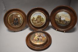 Four late Victorian Pratt ware Paste Pot lids including On Guard, Shakspeares wife, A Pair and