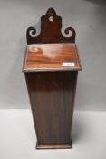 A Victorian candle box of tapered design with mahogany case, 50cm tall approx