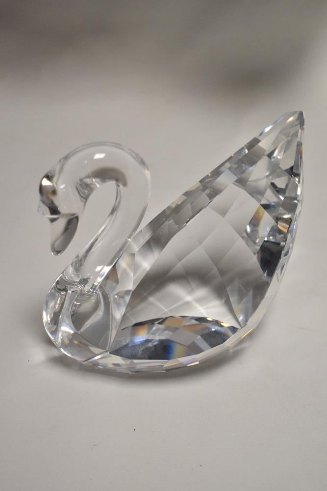 A Modern Swarovski silver crystal glass figure study of a Swan bird with...