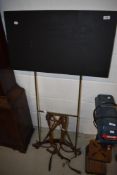 A vintage street trader/preacher/salesman back mounted advertising board, blackboard section mounted